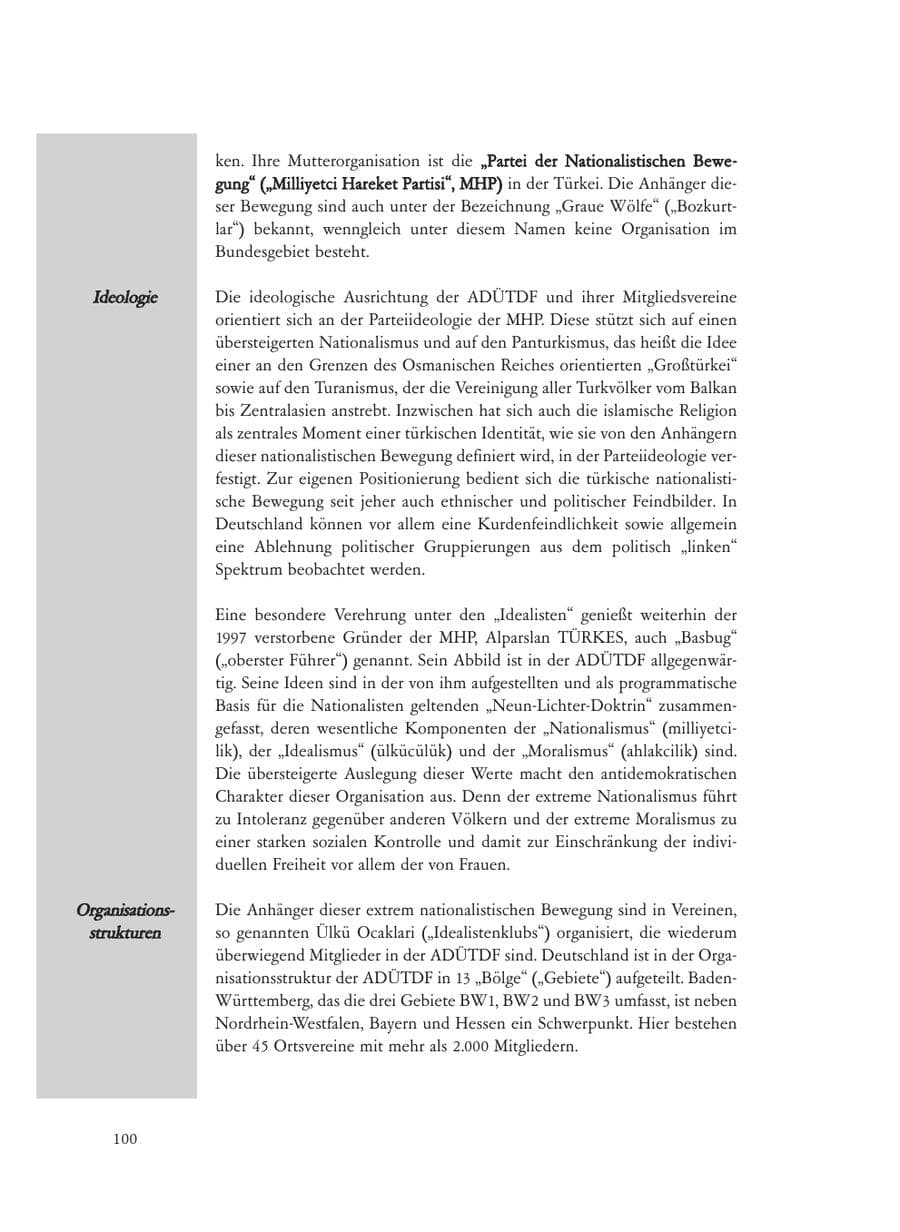 Seite 100 des Verfassungsschutzbericht 2008 Baden-Württemberg