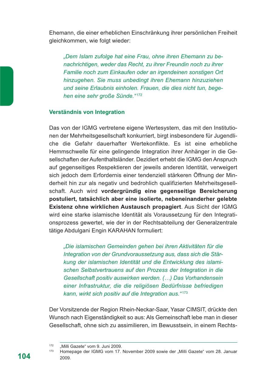 Seite 105 des Verfassungsschutzbericht 2009 Baden-Württemberg