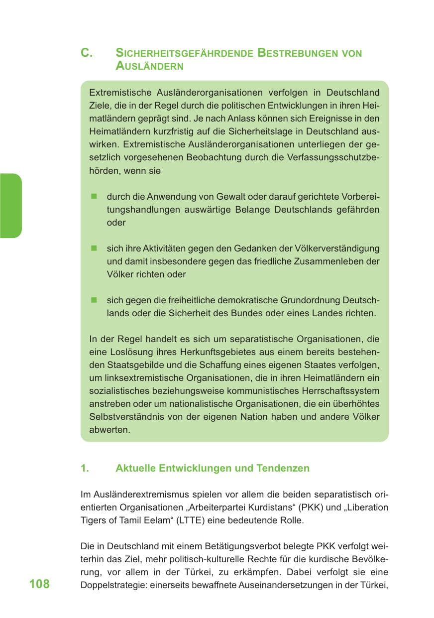 Seite 109 des Verfassungsschutzbericht 2009 Baden-Württemberg