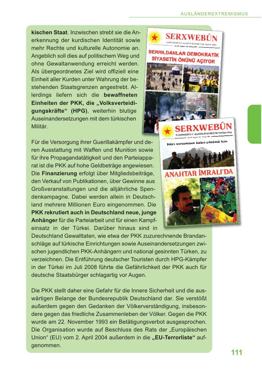 Seite 112 des Verfassungsschutzbericht 2009 Baden-Württemberg