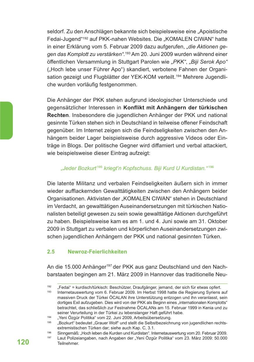 Seite 121 des Verfassungsschutzbericht 2009 Baden-Württemberg