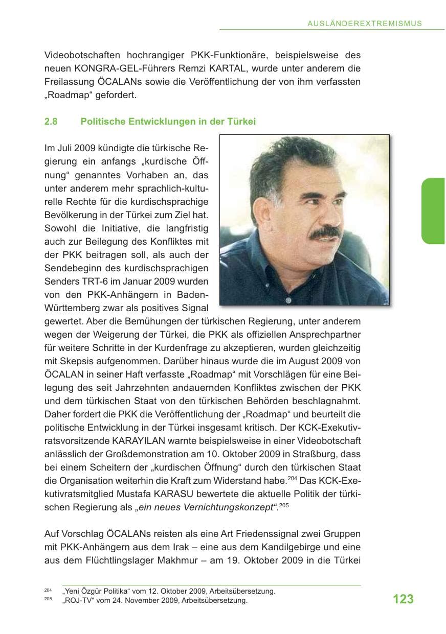 Seite 124 des Verfassungsschutzbericht 2009 Baden-Württemberg