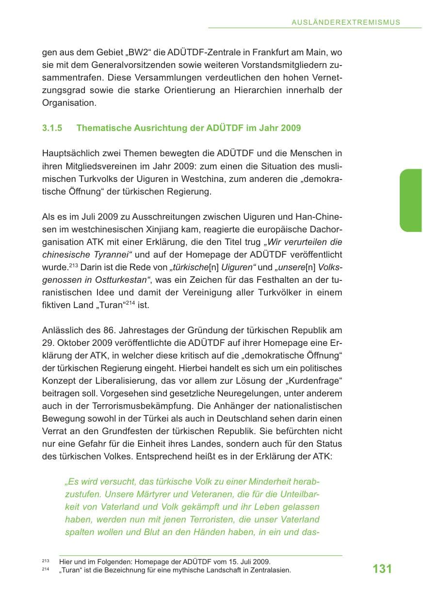 Seite 132 des Verfassungsschutzbericht 2009 Baden-Württemberg