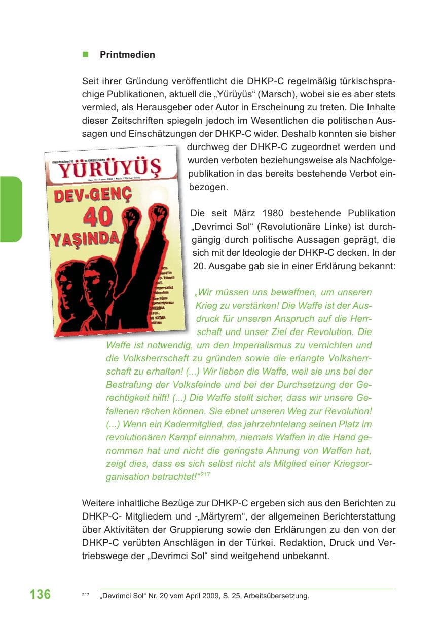 Seite 137 des Verfassungsschutzbericht 2009 Baden-Württemberg