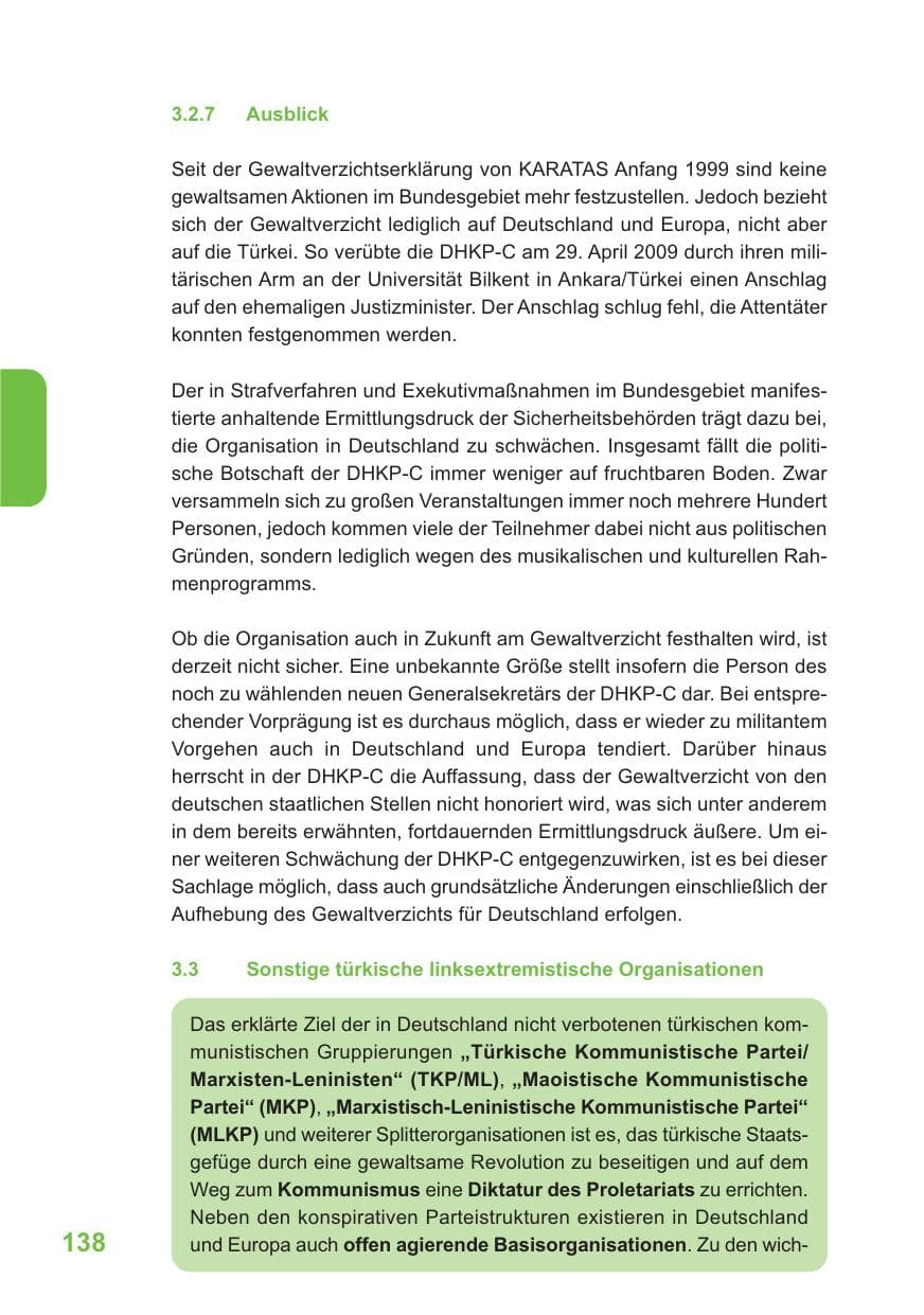 Seite 139 des Verfassungsschutzbericht 2009 Baden-Württemberg