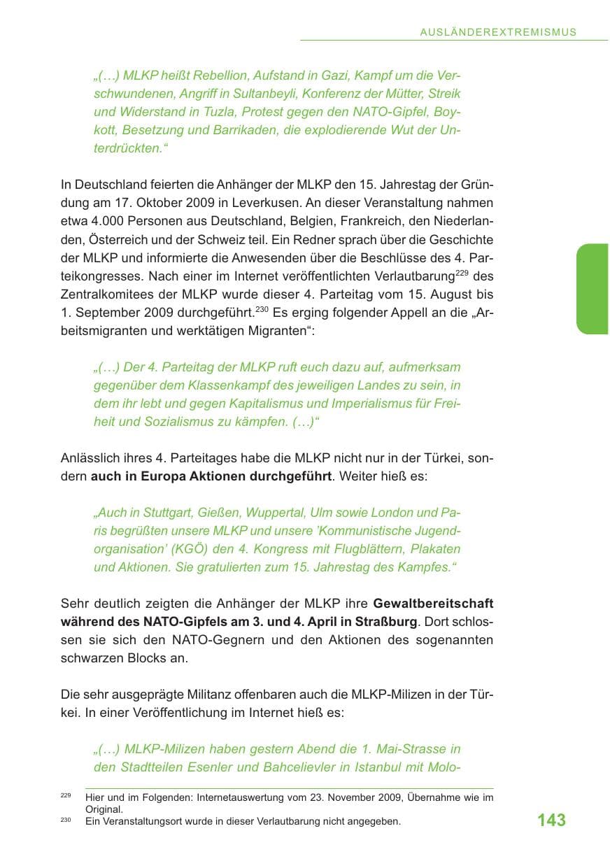 Seite 144 des Verfassungsschutzbericht 2009 Baden-Württemberg