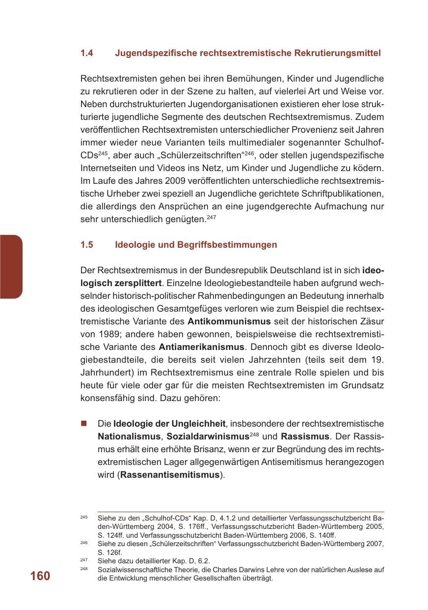 Seite 161 des Verfassungsschutzbericht 2009 Baden-Württemberg