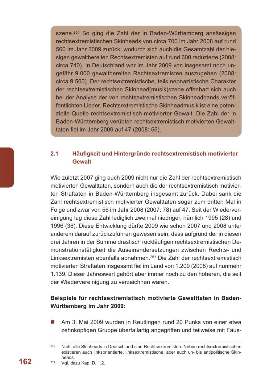 Seite 163 des Verfassungsschutzbericht 2009 Baden-Württemberg