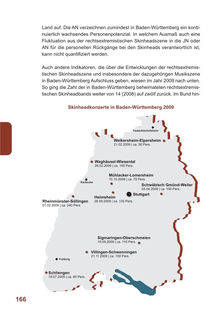 Seite 167 des Verfassungsschutzbericht 2009 Baden-Württemberg
