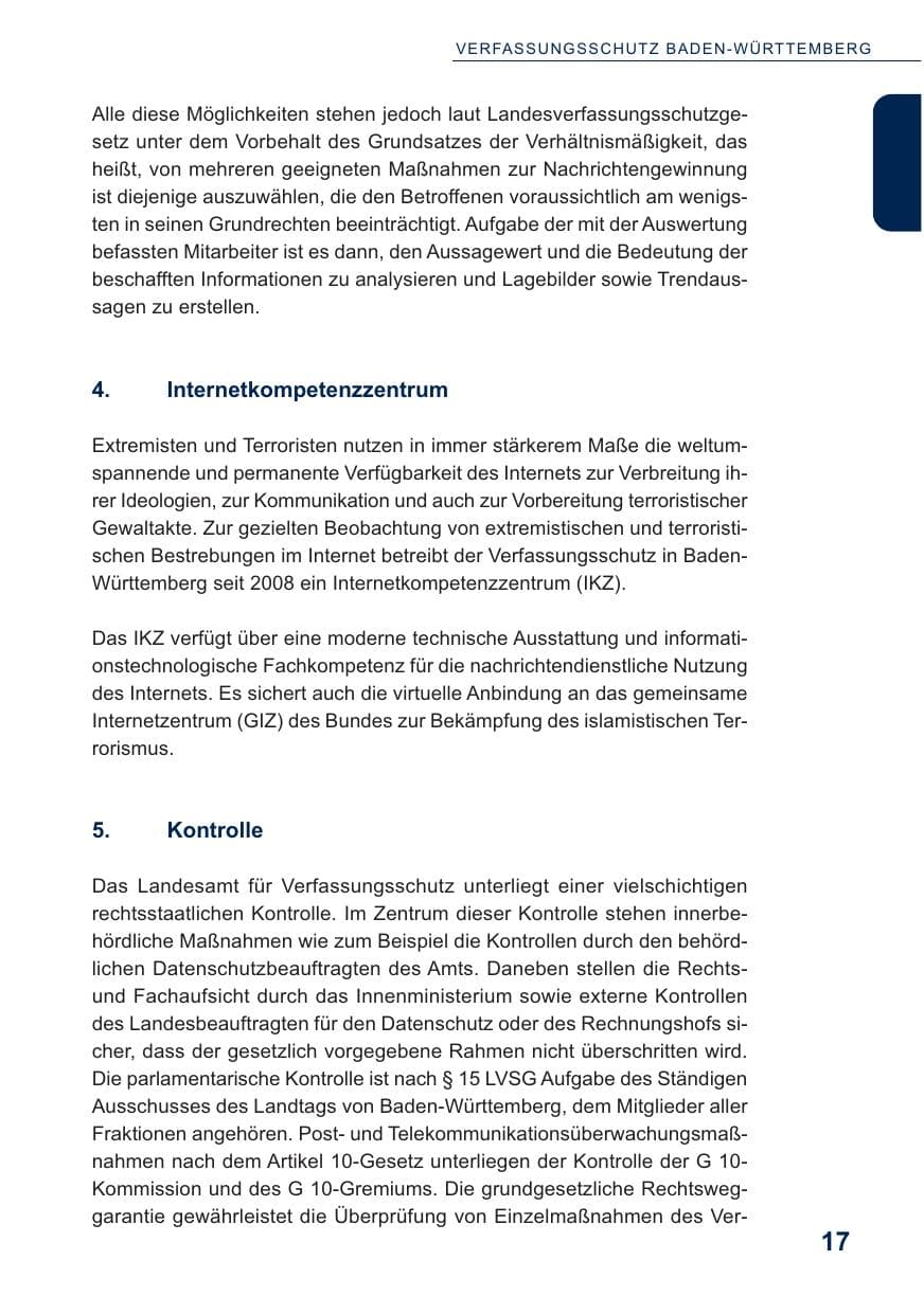 Seite 18 des Verfassungsschutzbericht 2009 Baden-Württemberg