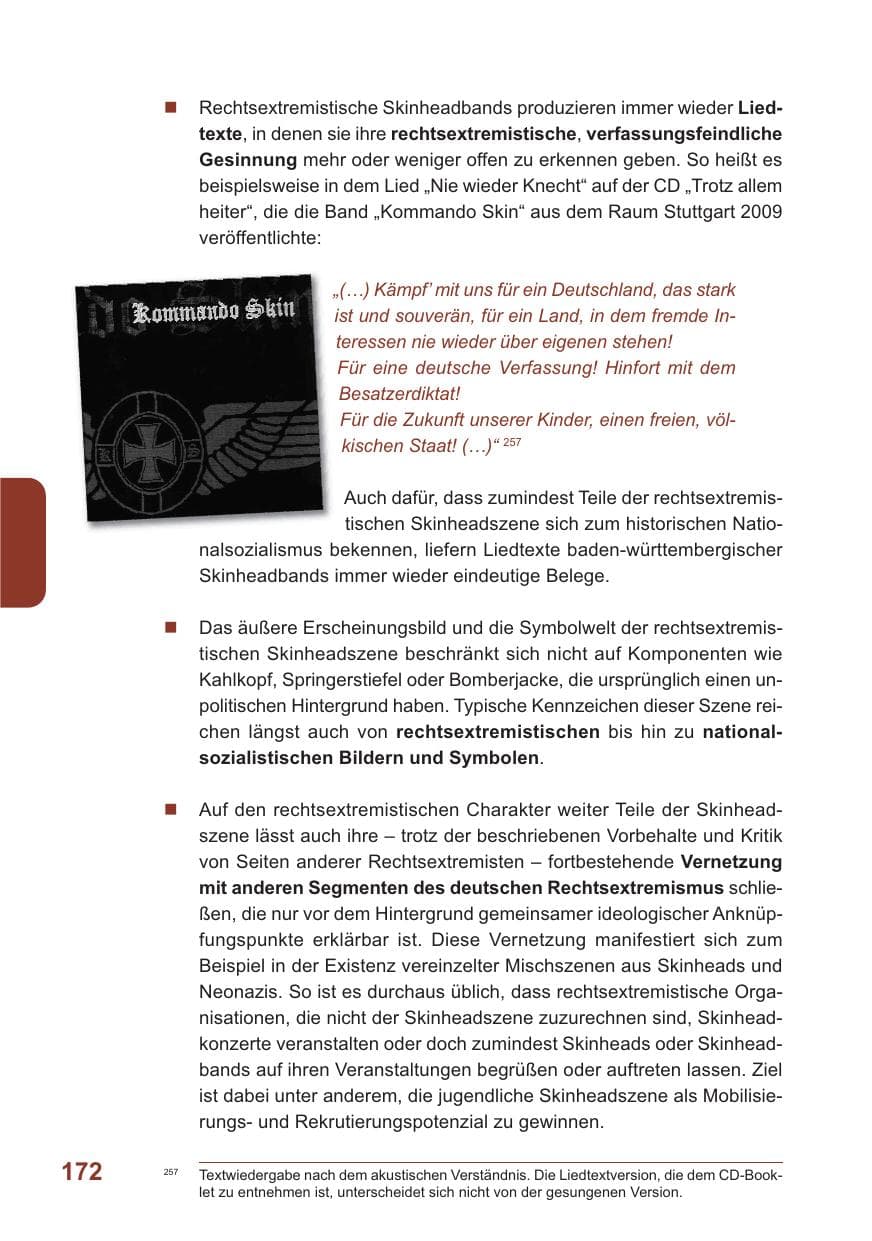 Seite 173 des Verfassungsschutzbericht 2009 Baden-Württemberg