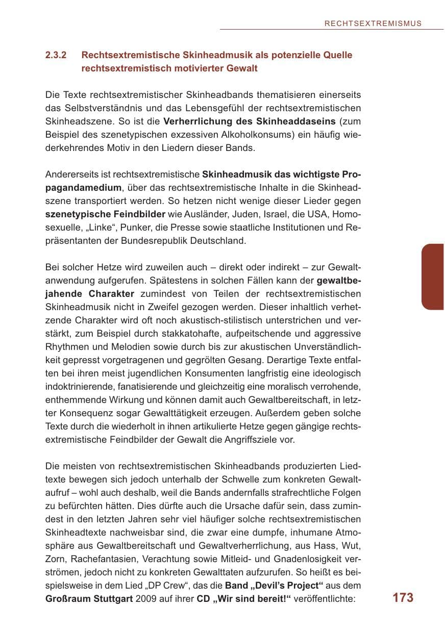 Seite 174 des Verfassungsschutzbericht 2009 Baden-Württemberg