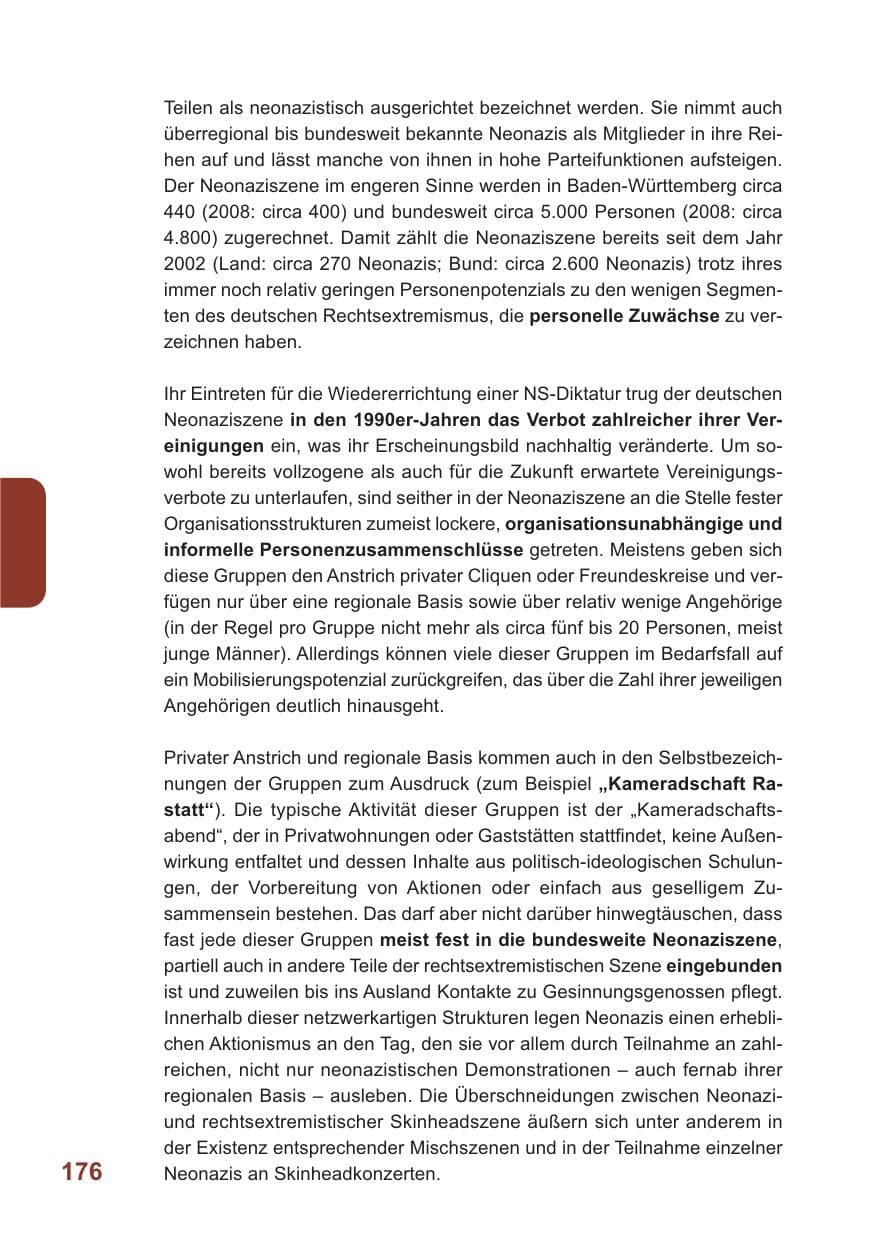 Seite 177 des Verfassungsschutzbericht 2009 Baden-Württemberg