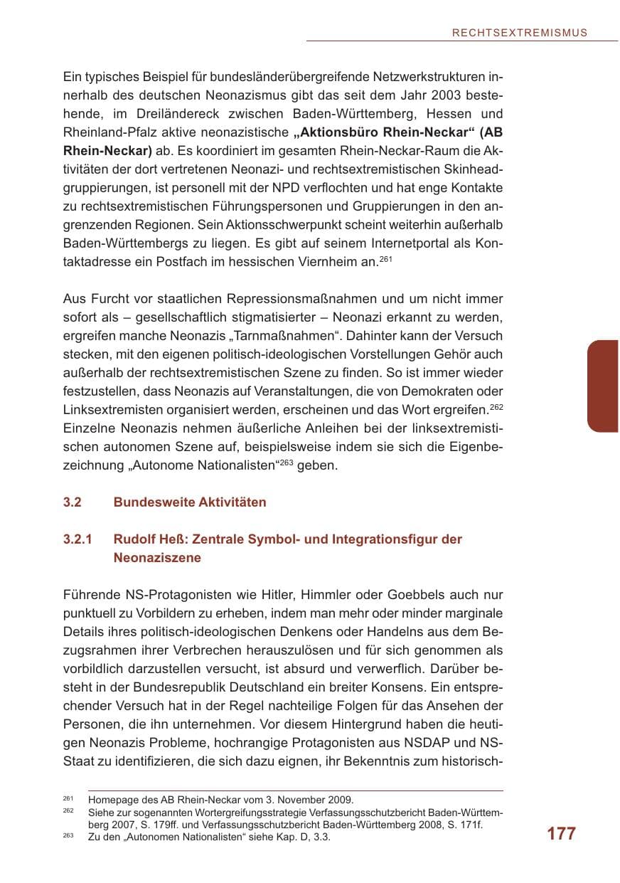 Seite 178 des Verfassungsschutzbericht 2009 Baden-Württemberg