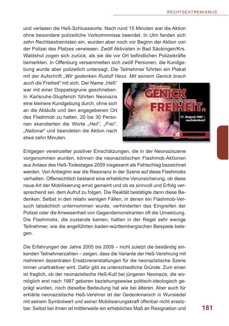Seite 182 des Verfassungsschutzbericht 2009 Baden-Württemberg