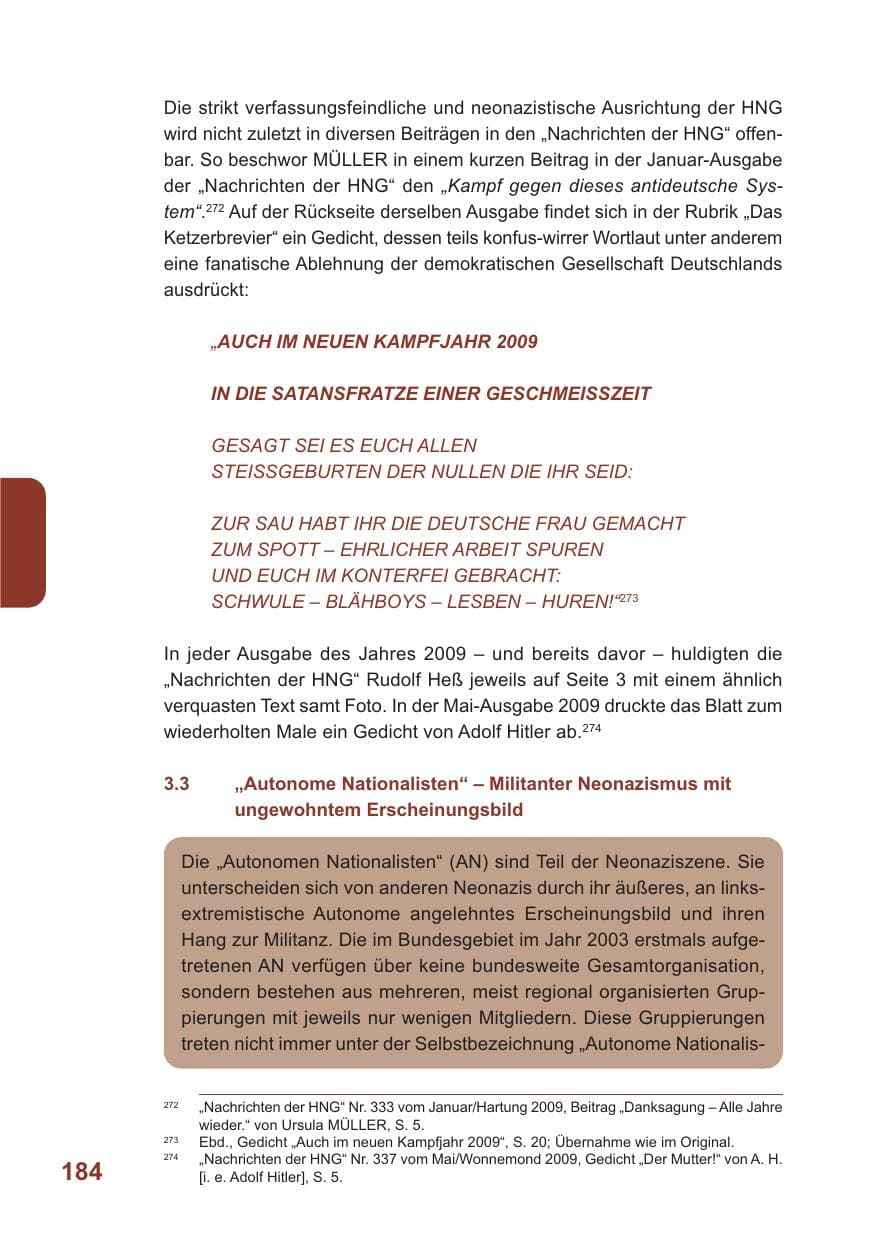 Seite 185 des Verfassungsschutzbericht 2009 Baden-Württemberg