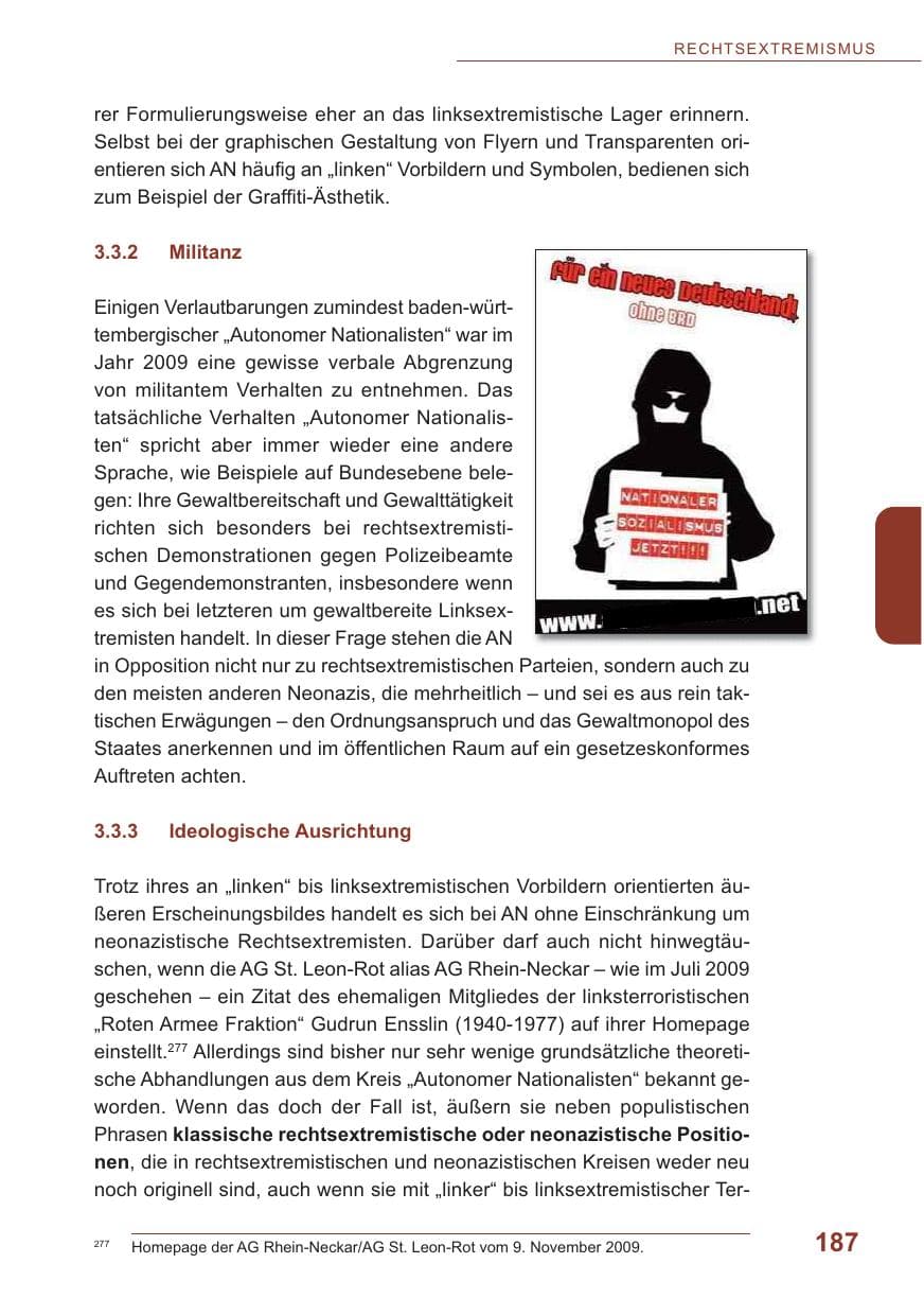 Seite 188 des Verfassungsschutzbericht 2009 Baden-Württemberg