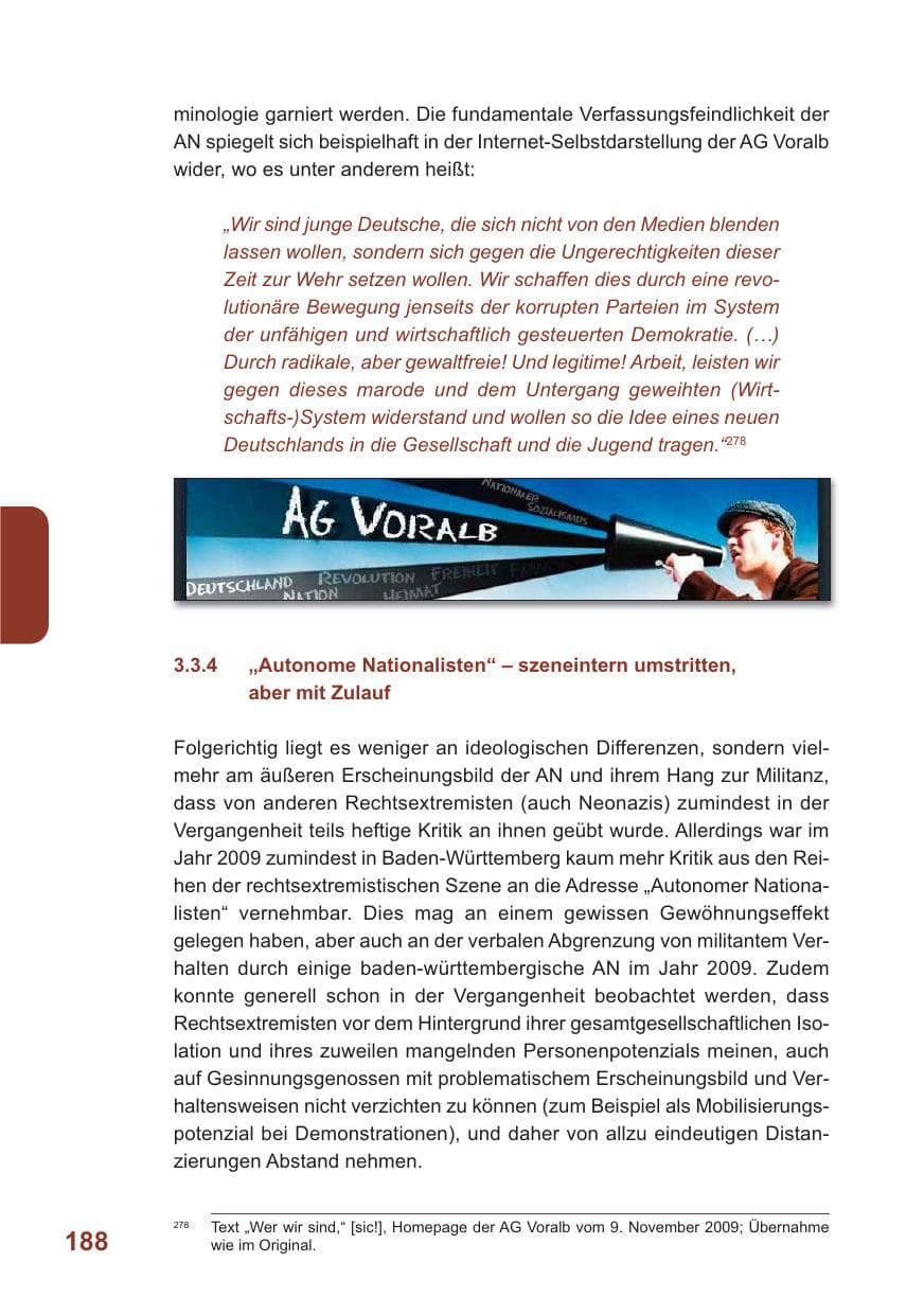 Seite 189 des Verfassungsschutzbericht 2009 Baden-Württemberg