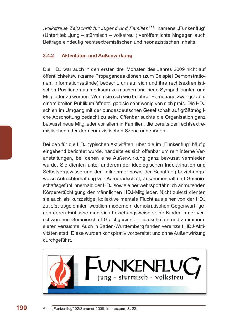 Seite 191 des Verfassungsschutzbericht 2009 Baden-Württemberg