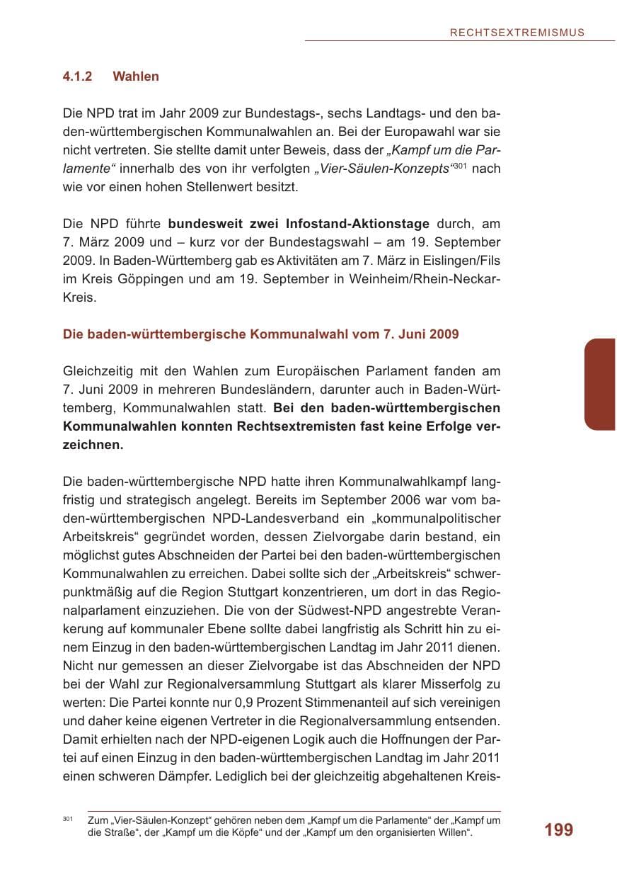 Seite 200 des Verfassungsschutzbericht 2009 Baden-Württemberg
