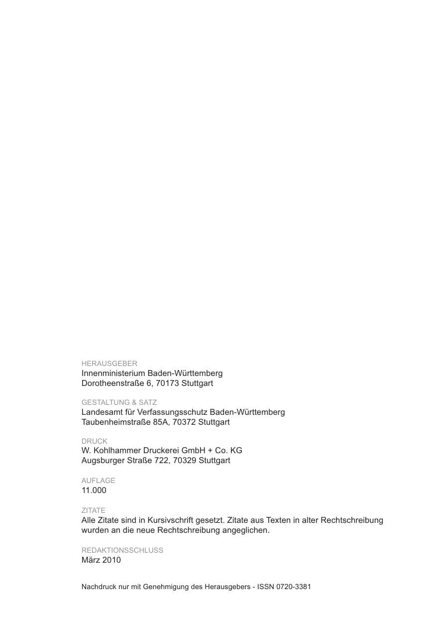 Seite 3 des Verfassungsschutzbericht 2009 Baden-Württemberg