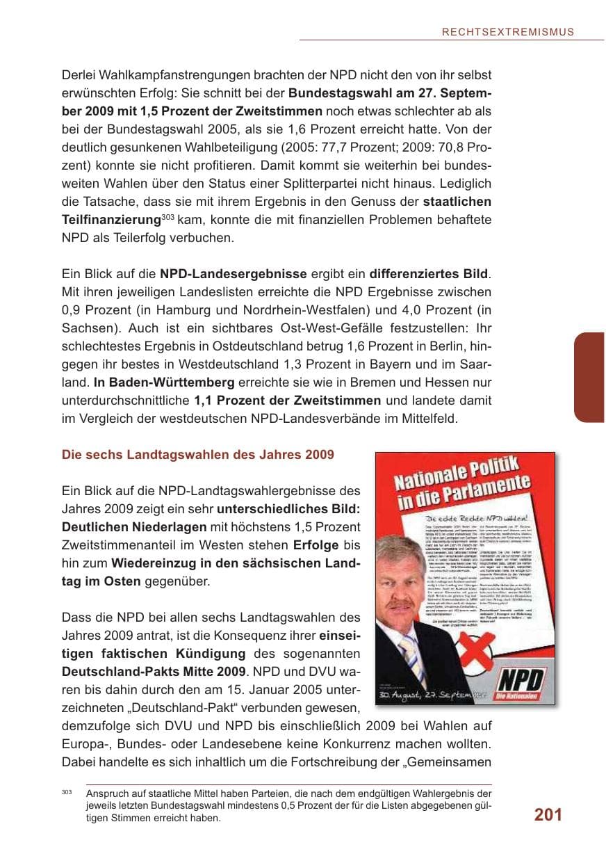 Seite 202 des Verfassungsschutzbericht 2009 Baden-Württemberg