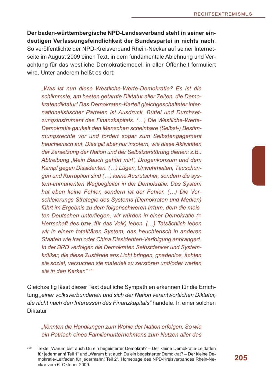 Seite 206 des Verfassungsschutzbericht 2009 Baden-Württemberg
