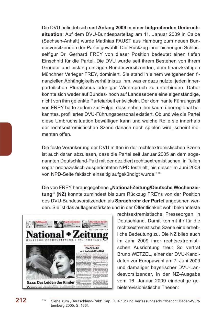 Seite 213 des Verfassungsschutzbericht 2009 Baden-Württemberg