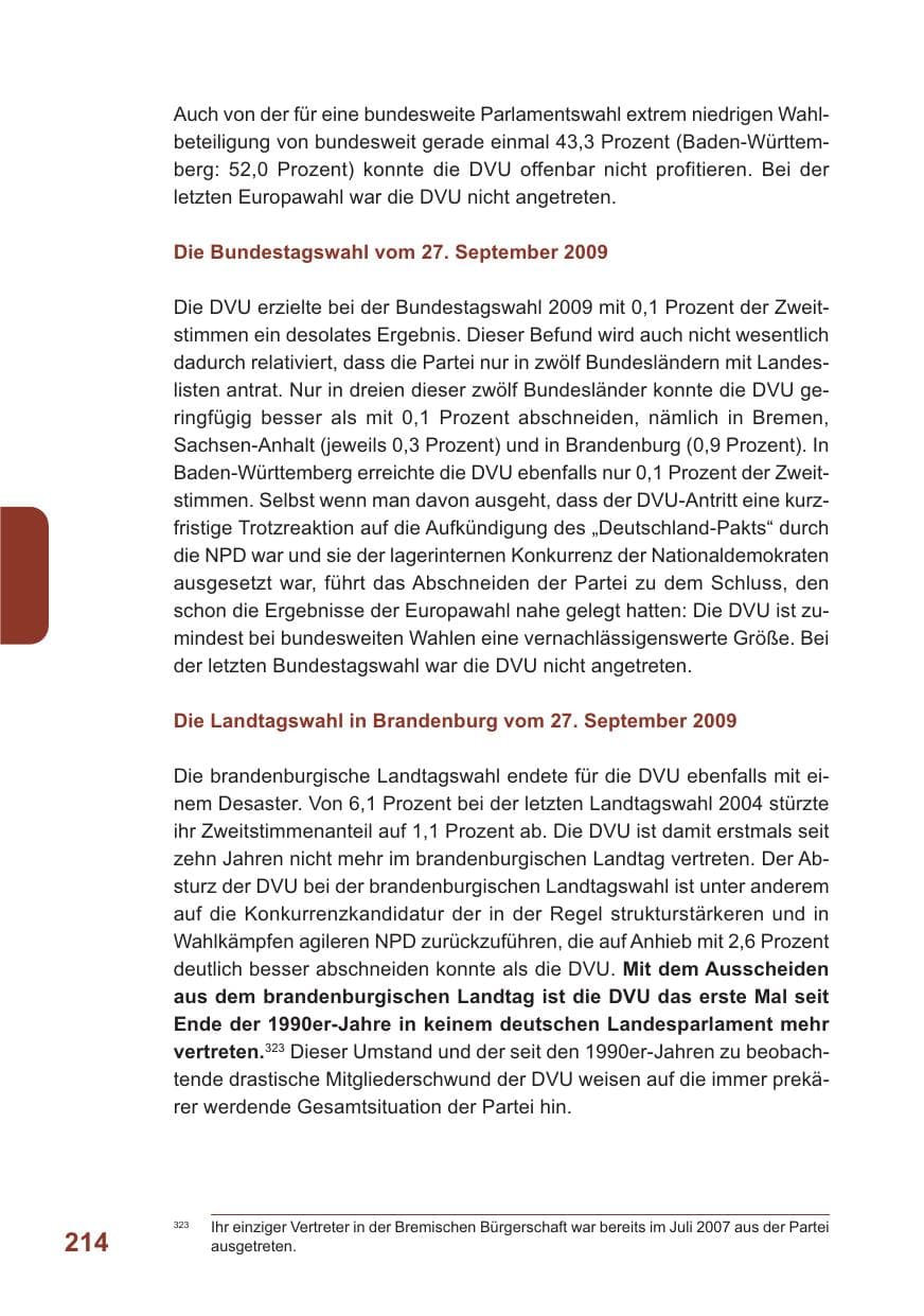 Seite 215 des Verfassungsschutzbericht 2009 Baden-Württemberg