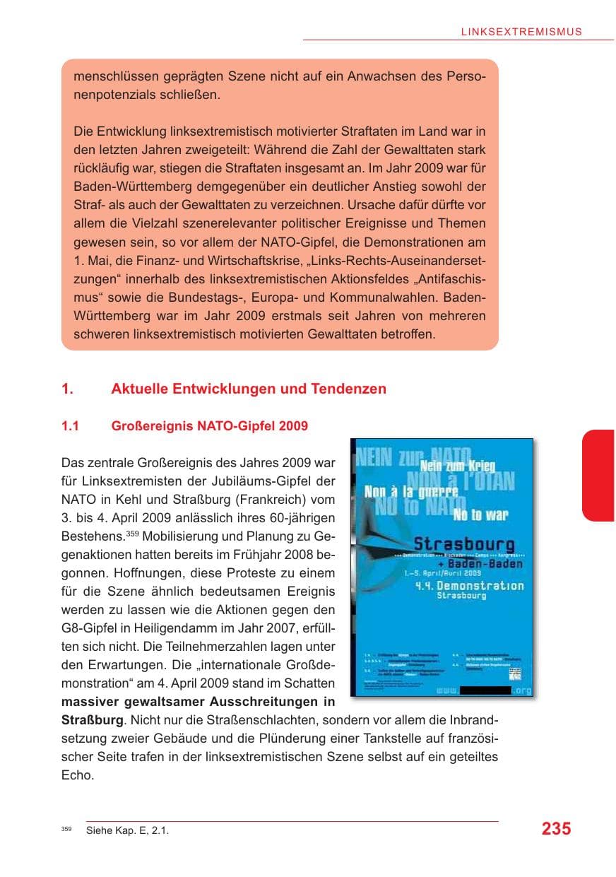 Seite 236 des Verfassungsschutzbericht 2009 Baden-Württemberg