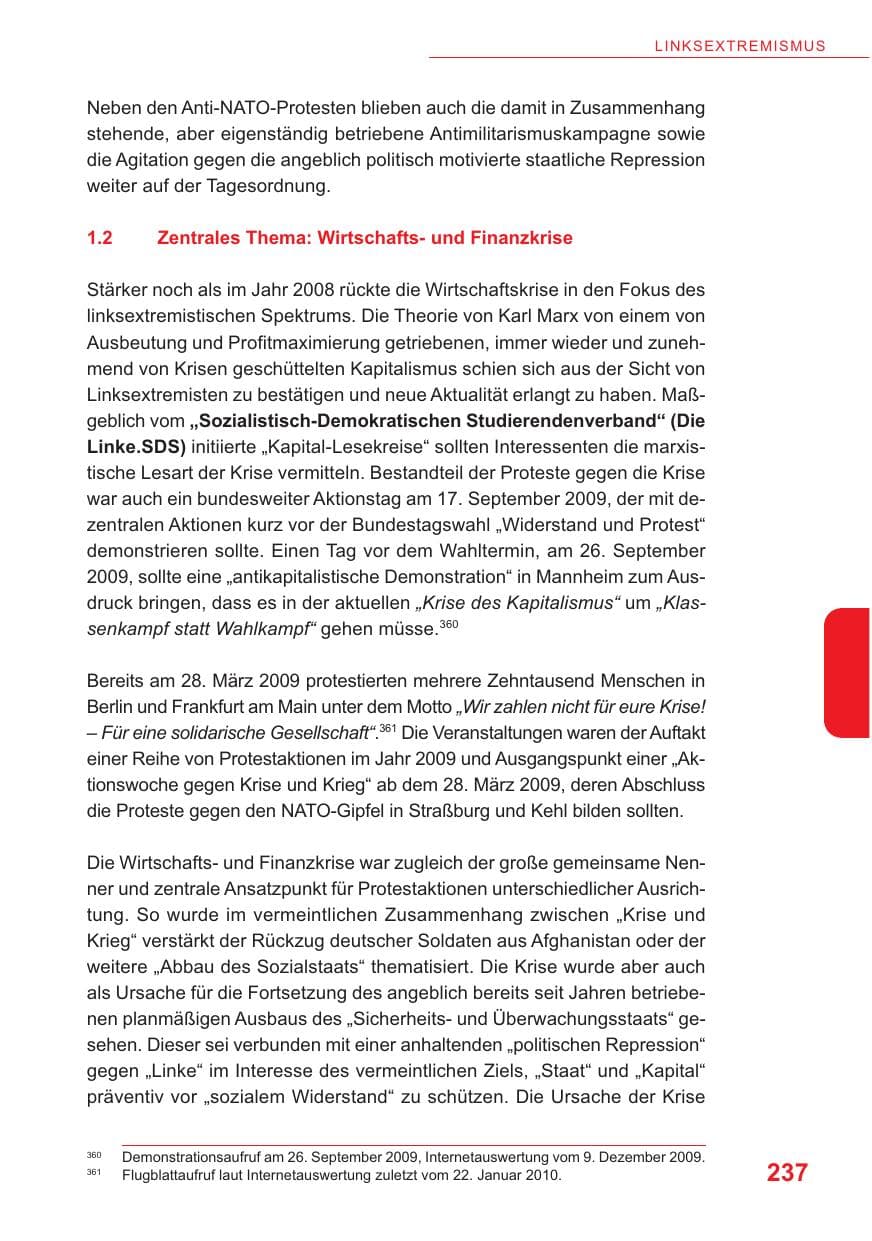 Seite 238 des Verfassungsschutzbericht 2009 Baden-Württemberg