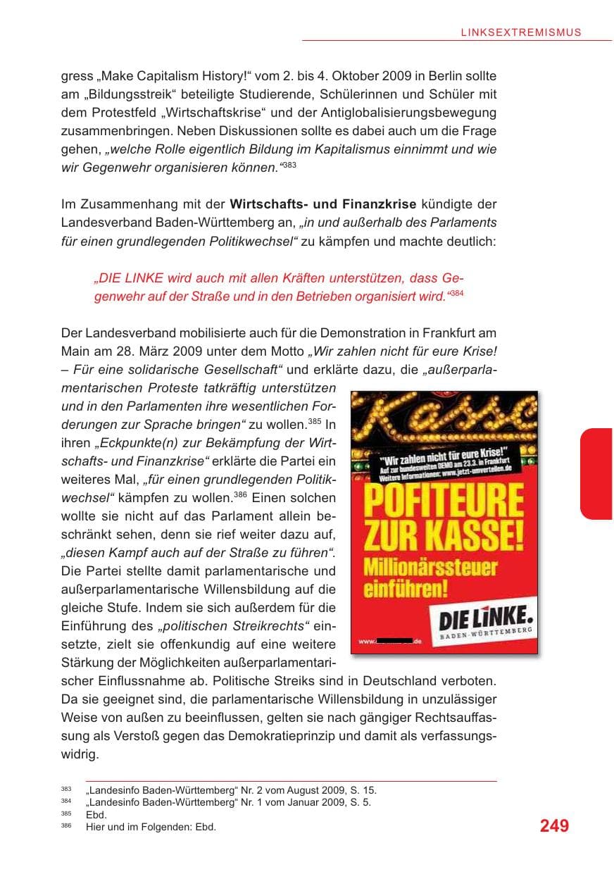 Seite 250 des Verfassungsschutzbericht 2009 Baden-Württemberg