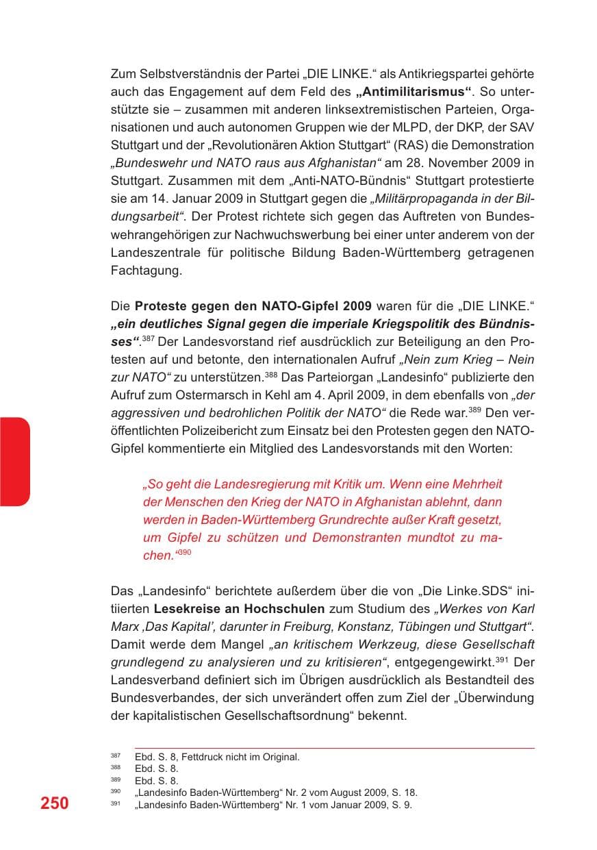 Seite 251 des Verfassungsschutzbericht 2009 Baden-Württemberg