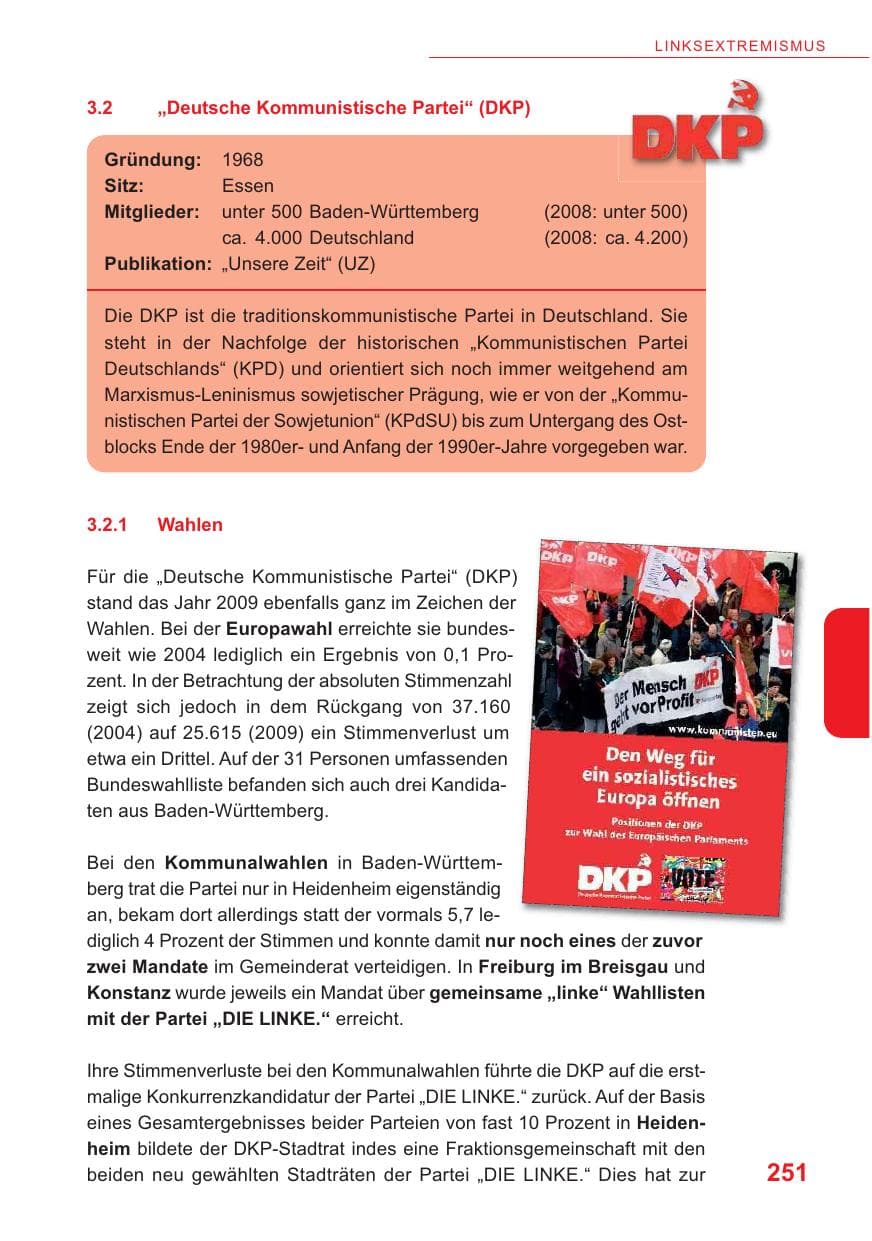 Seite 252 des Verfassungsschutzbericht 2009 Baden-Württemberg