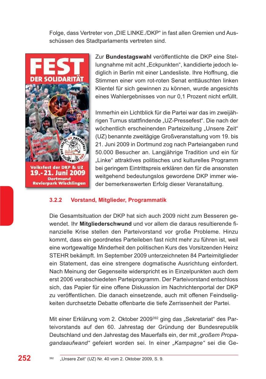 Seite 253 des Verfassungsschutzbericht 2009 Baden-Württemberg
