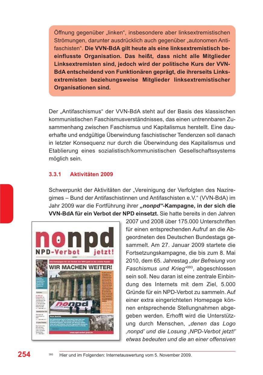 Seite 255 des Verfassungsschutzbericht 2009 Baden-Württemberg