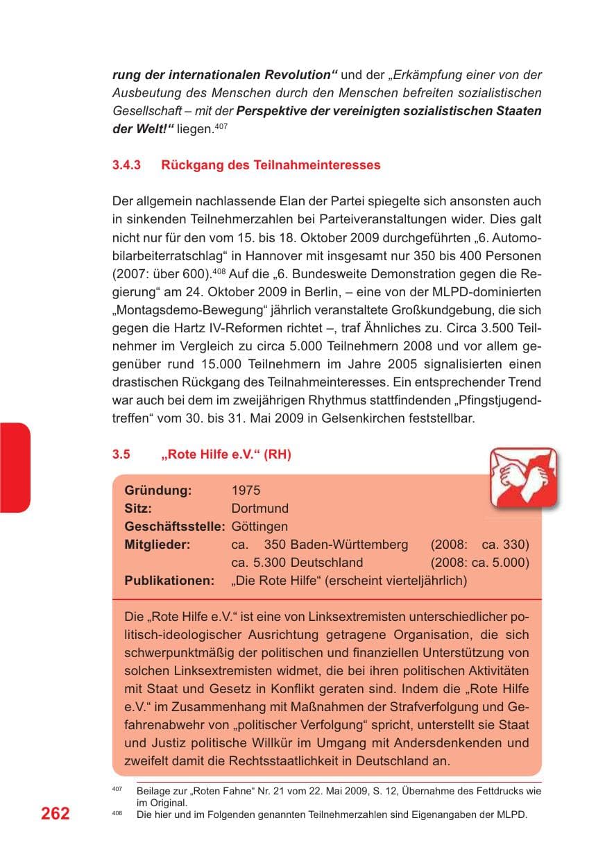 Seite 263 des Verfassungsschutzbericht 2009 Baden-Württemberg