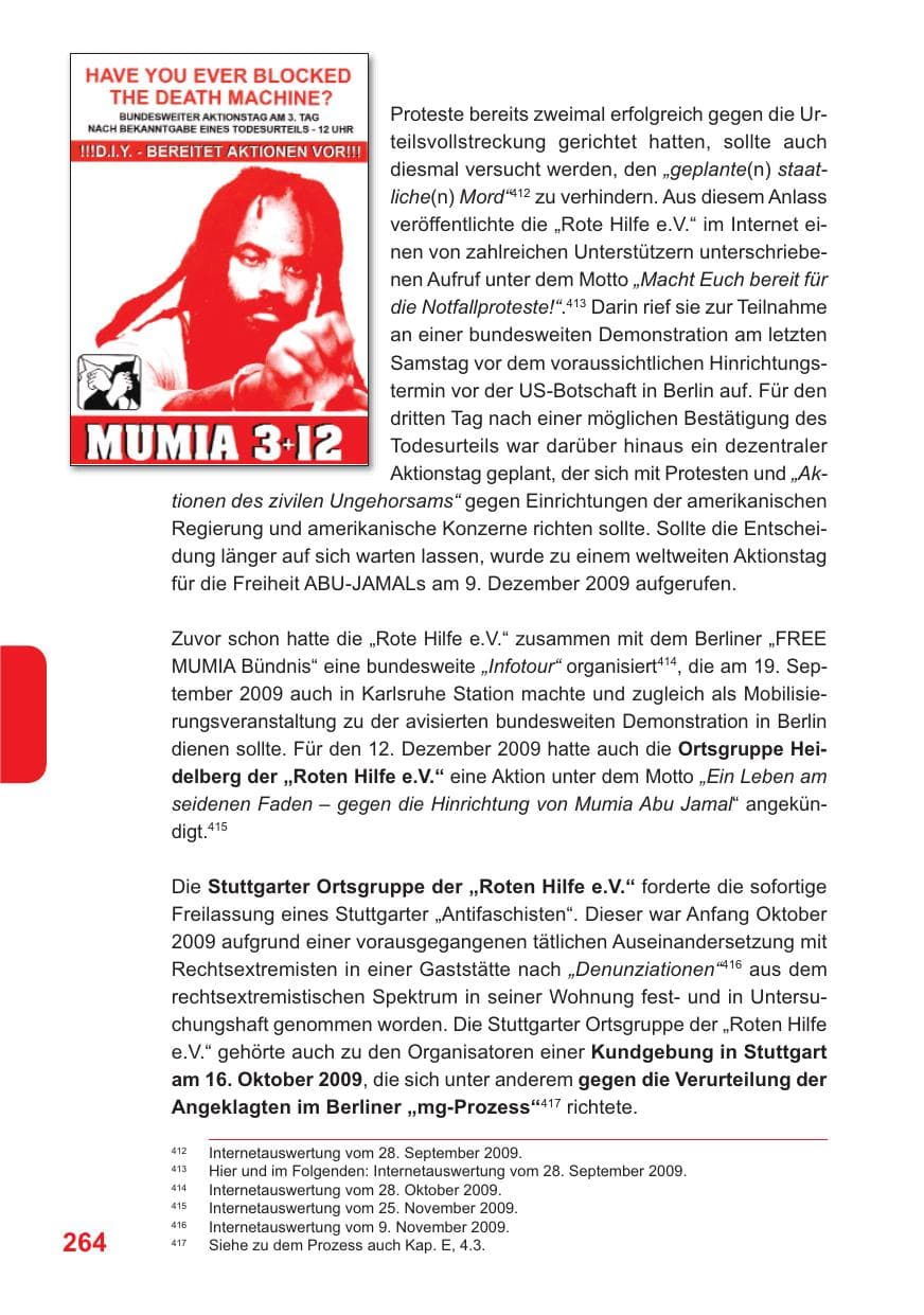 Seite 265 des Verfassungsschutzbericht 2009 Baden-Württemberg