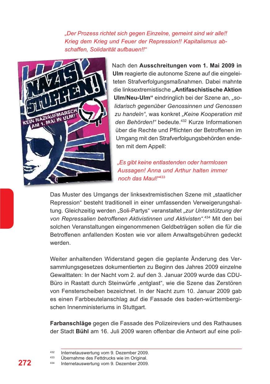 Seite 273 des Verfassungsschutzbericht 2009 Baden-Württemberg