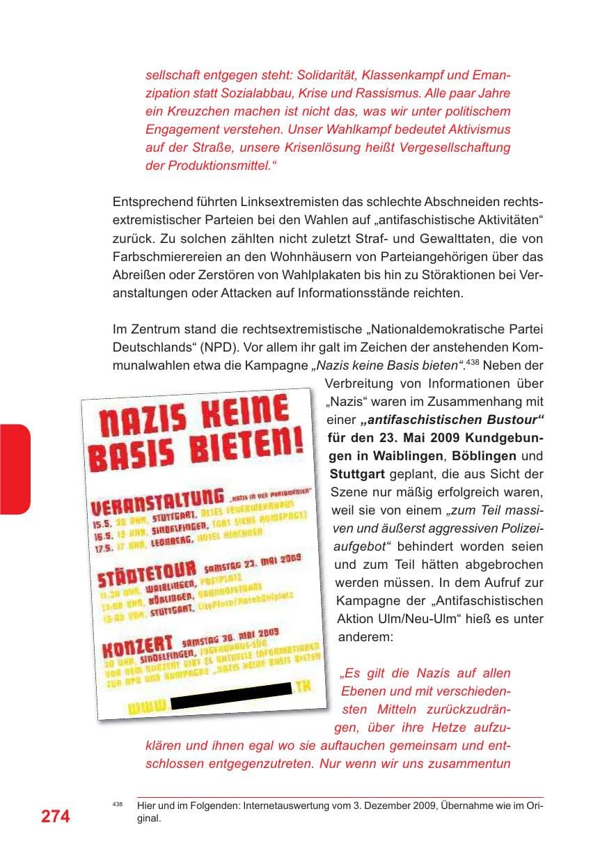 Seite 275 des Verfassungsschutzbericht 2009 Baden-Württemberg