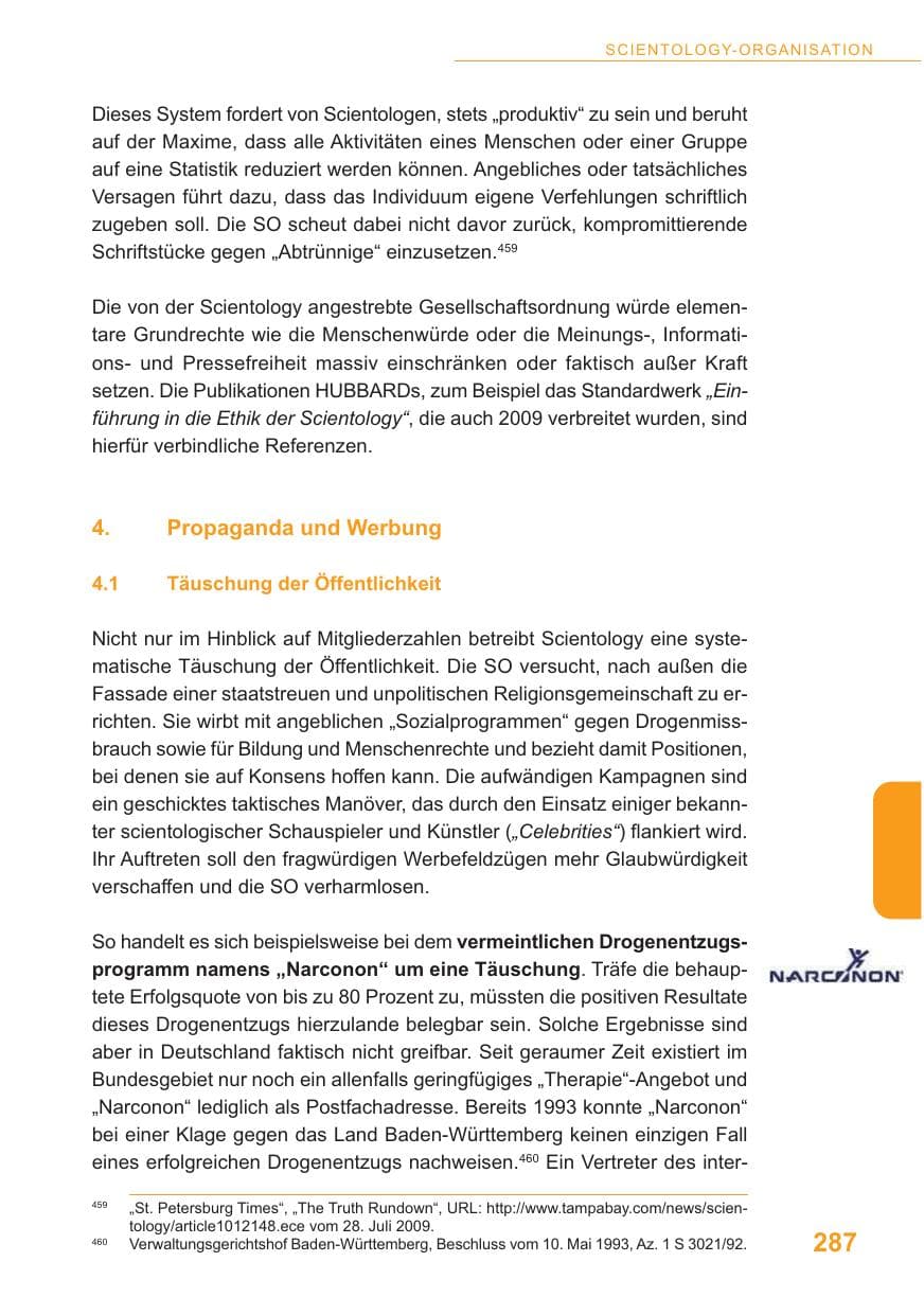 Seite 288 des Verfassungsschutzbericht 2009 Baden-Württemberg