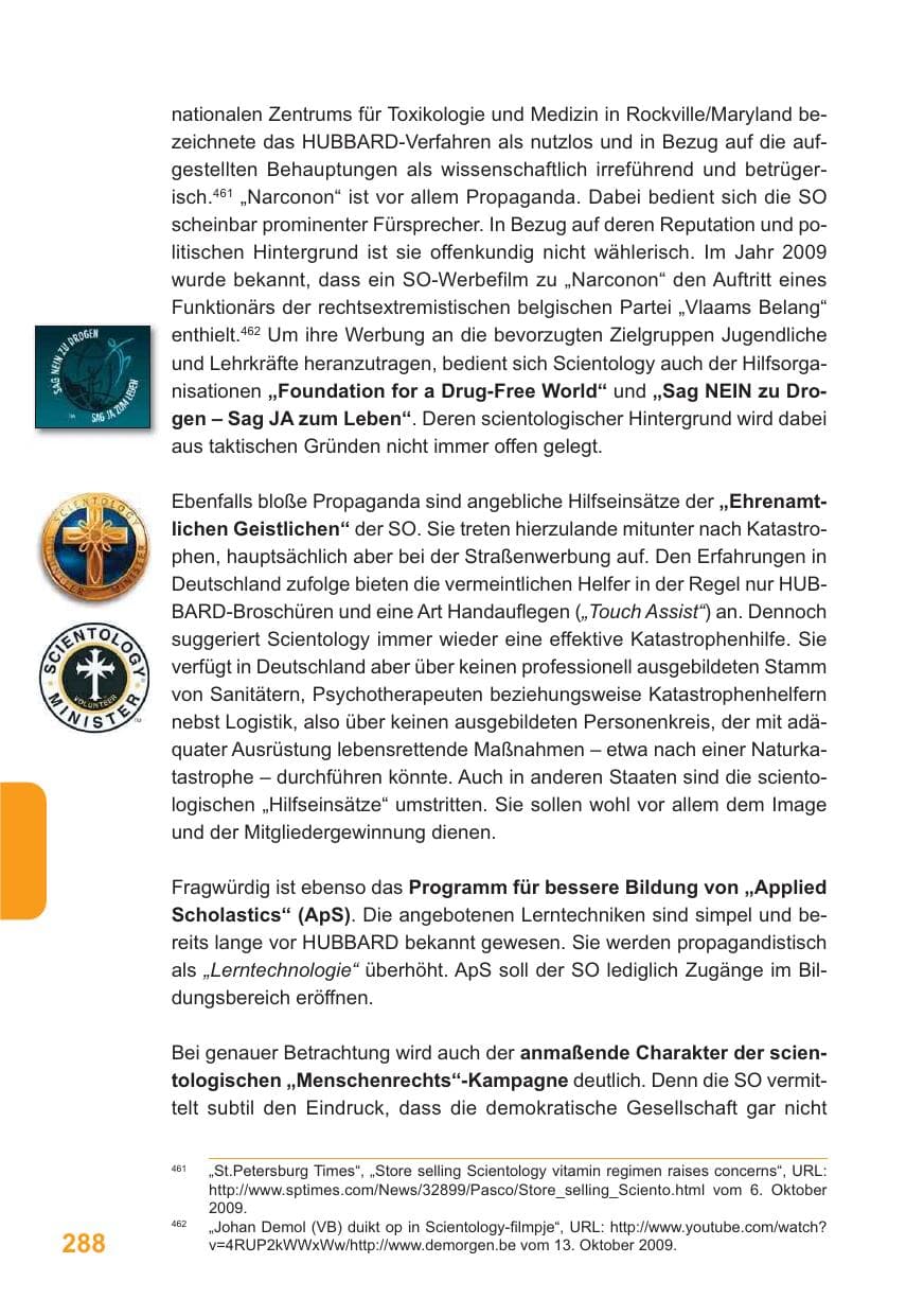 Seite 289 des Verfassungsschutzbericht 2009 Baden-Württemberg