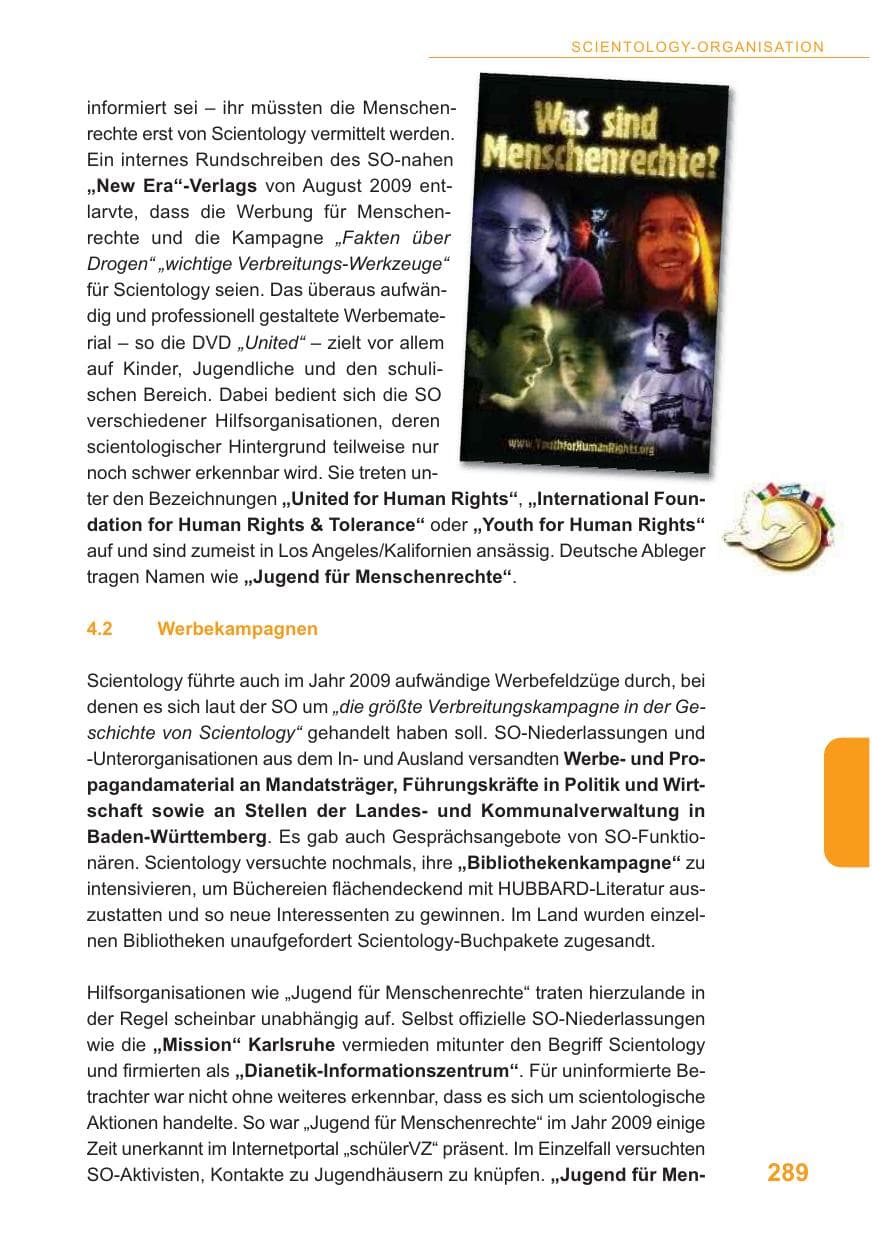 Seite 290 des Verfassungsschutzbericht 2009 Baden-Württemberg