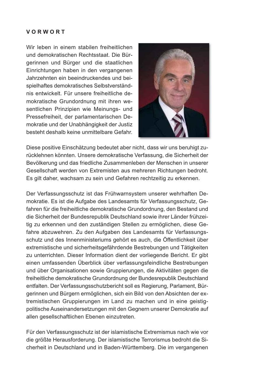 Seite 4 des Verfassungsschutzbericht 2009 Baden-Württemberg