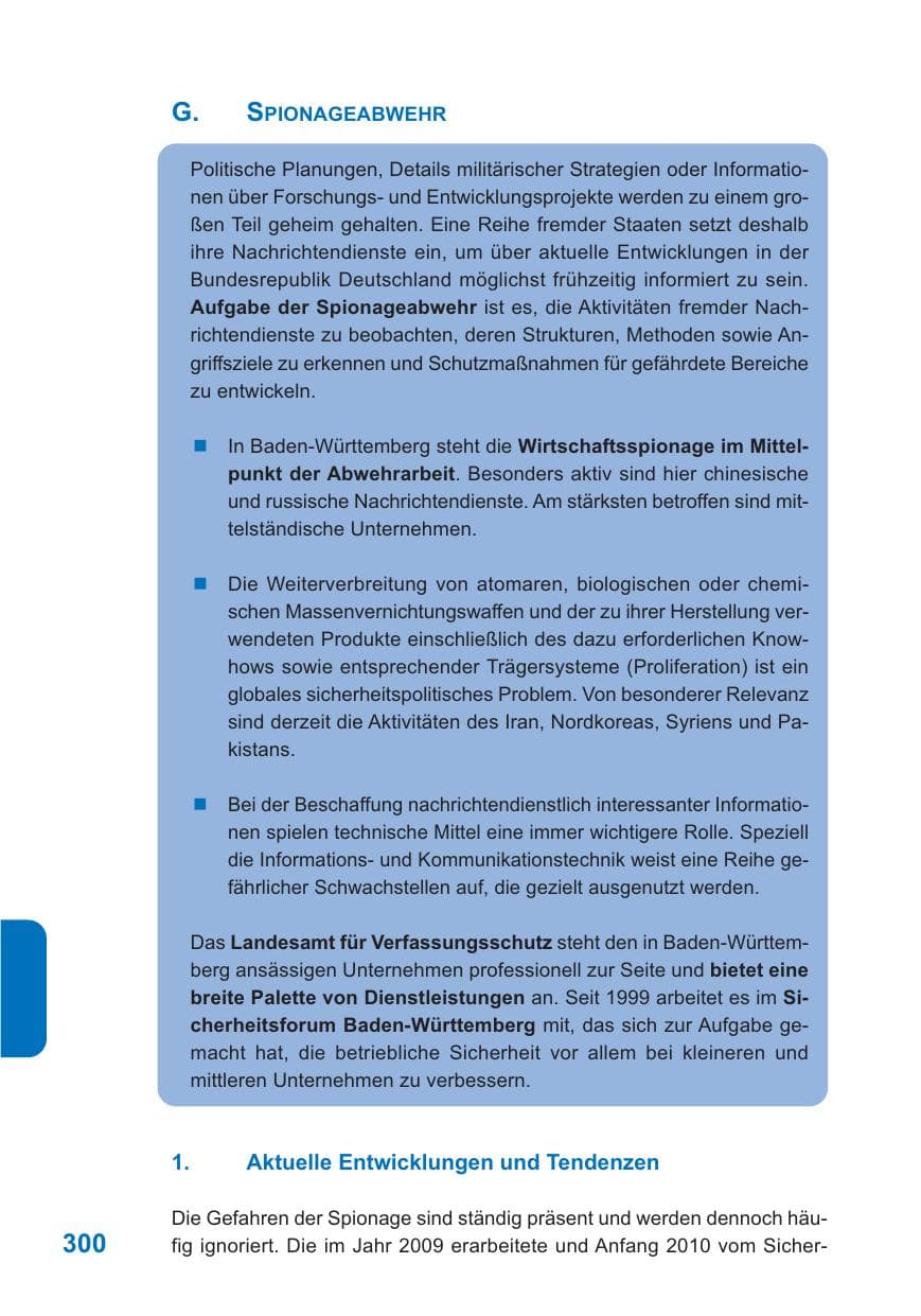 Seite 301 des Verfassungsschutzbericht 2009 Baden-Württemberg