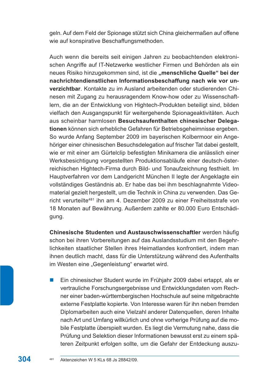 Seite 305 des Verfassungsschutzbericht 2009 Baden-Württemberg