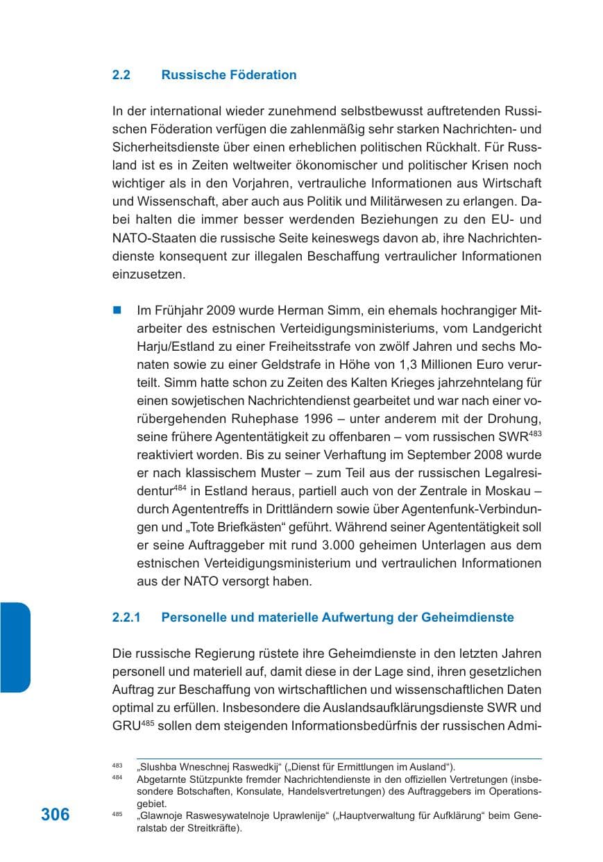 Seite 307 des Verfassungsschutzbericht 2009 Baden-Württemberg