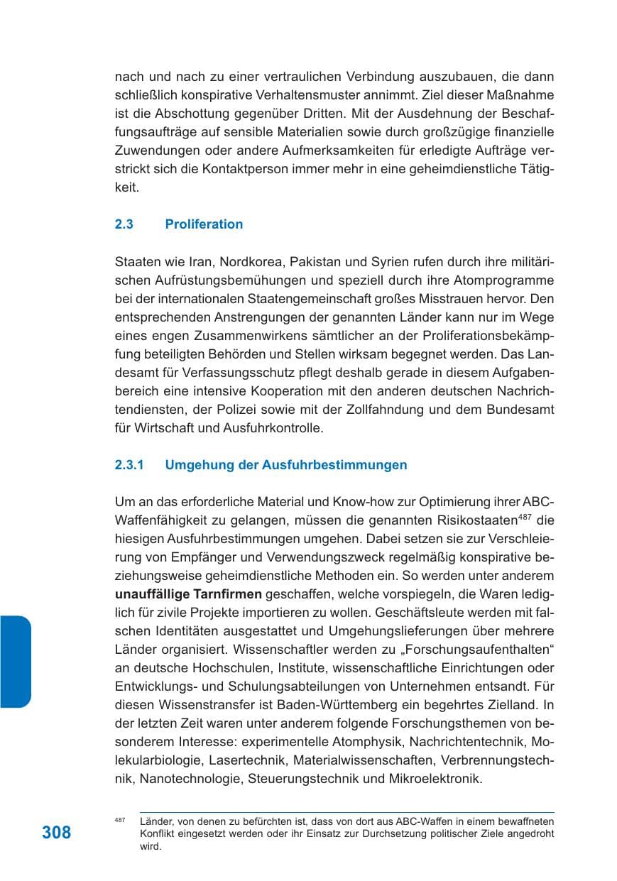 Seite 309 des Verfassungsschutzbericht 2009 Baden-Württemberg
