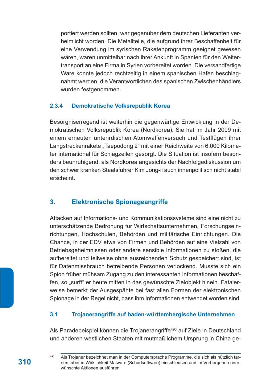 Seite 311 des Verfassungsschutzbericht 2009 Baden-Württemberg