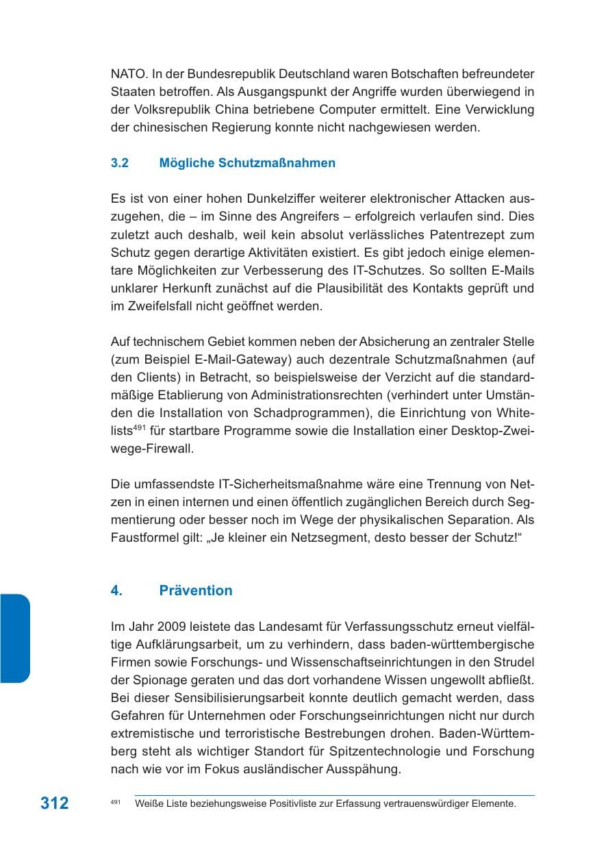 Seite 313 des Verfassungsschutzbericht 2009 Baden-Württemberg